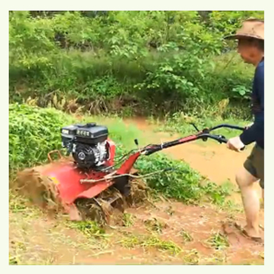 Résistant durable 170F à quatre roues motrices Mini Power Tiller Cultivator pour les champs de riz et les terres sèches
